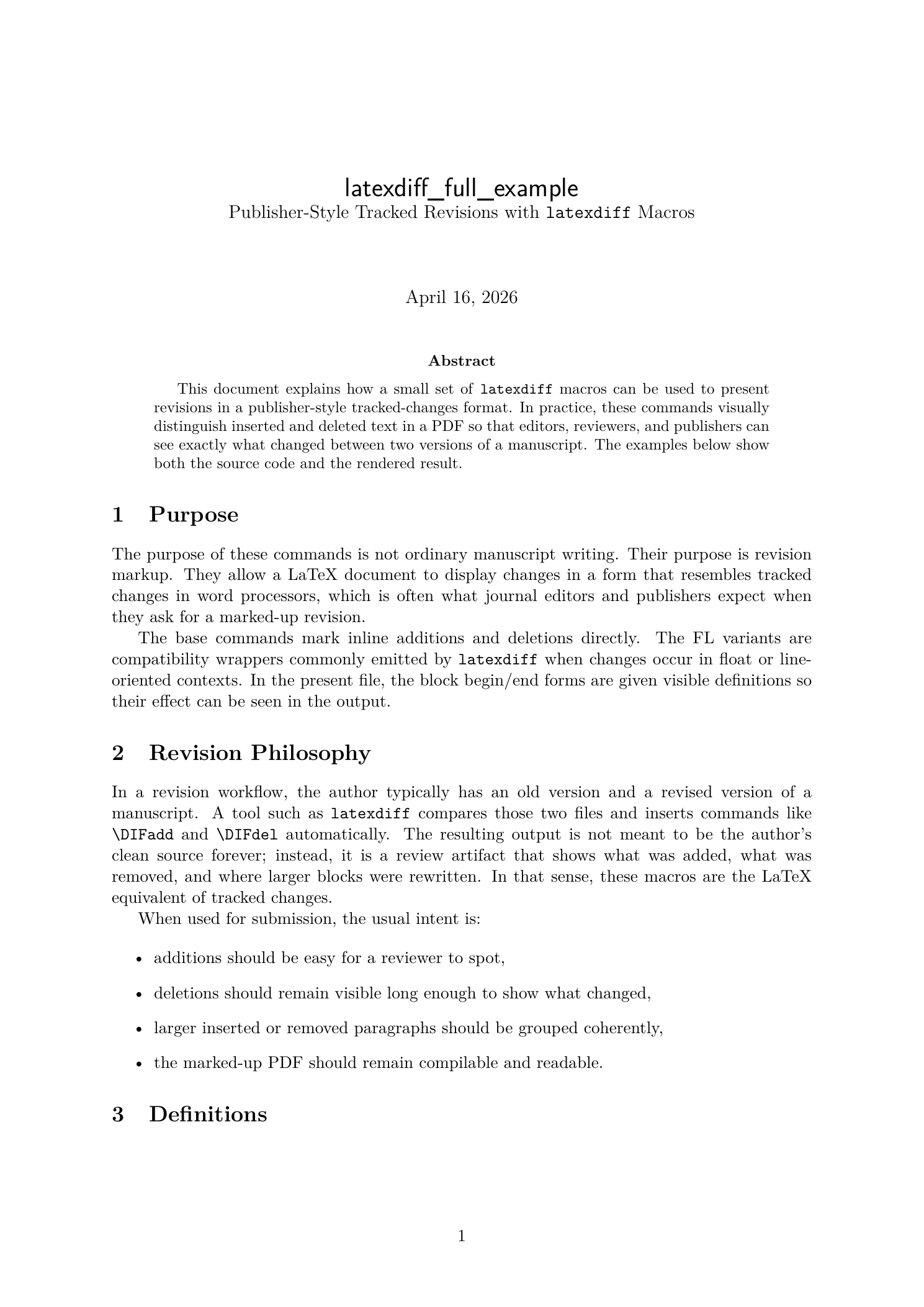 Compiled page showing the introduction and base latexdiff command explanations.